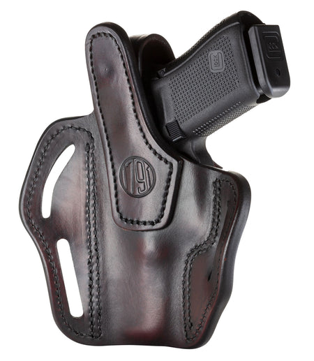 1791 Gunleather BHX3SBRR OWB Holster Size 03 Signature Brown Leather Belt Slide - Glock 17/Sig P228 Right Hand