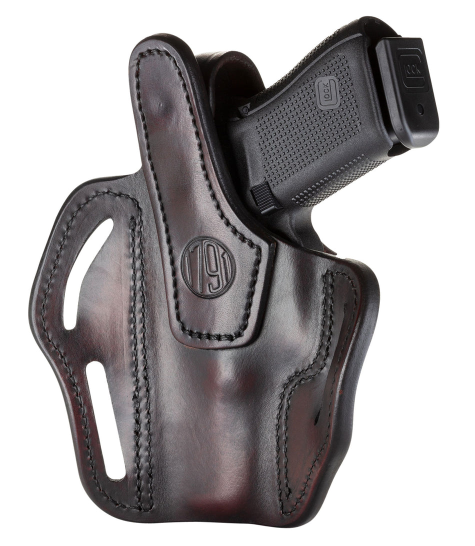 1791 Gunleather BHX3SBRR OWB Holster Size 03 Signature Brown Leather Belt Slide - Glock 17/Sig P228 Right Hand