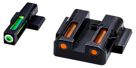 HiViz MPN421 LiteWave H3 S&W M&P Sight Set - Green Tritium White Outline Front & Orange Fiber Optic Rear
