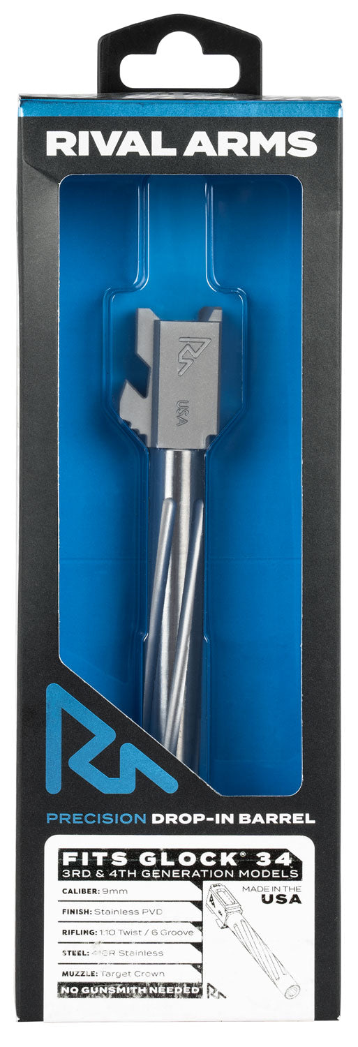 Rival Arms Precision V1 Drop-In Barrel 9mm Luger 5.31" Stainless PVD Stainless Steel Glock 34 Gen3-4