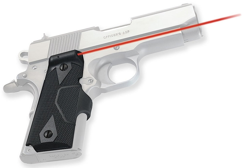 Crimson Trace Lasergrips 1911 Compact Officer Defender Red Laser Black Polymer Grips