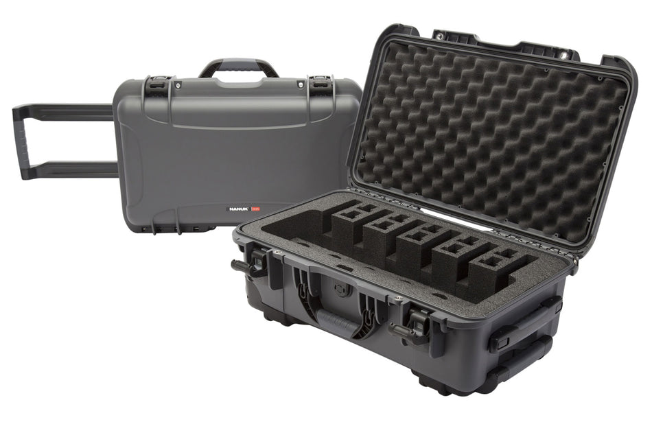 Nanuk 9356UP7 935 6-Up Handgun Case Graphite Resin w/ Wheels & Pull Handle 6 Pistols