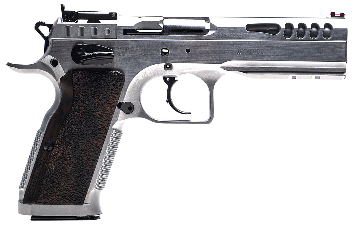 Tanfoglio IFG Defiant Stock Master 9mm Luger 17+1, 4.75in Hard Chrome Steel Barrel & Wood Grip