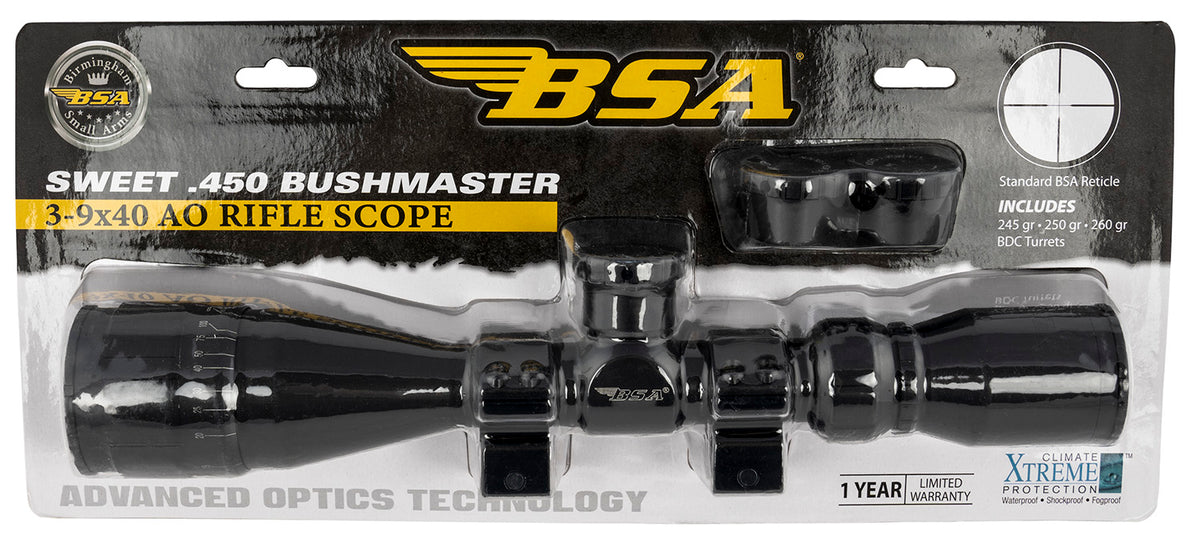 BSA Sweet 450 Bushmaster 3-9x 40mm AO Riflescope Black Matte 30/30 Reticle
