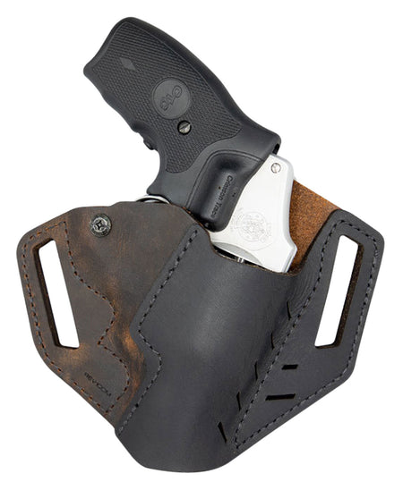 Versacarry Revolver OWB Holster Distressed Brown Leather Belt Slide Fits Ruger LCR Right Hand