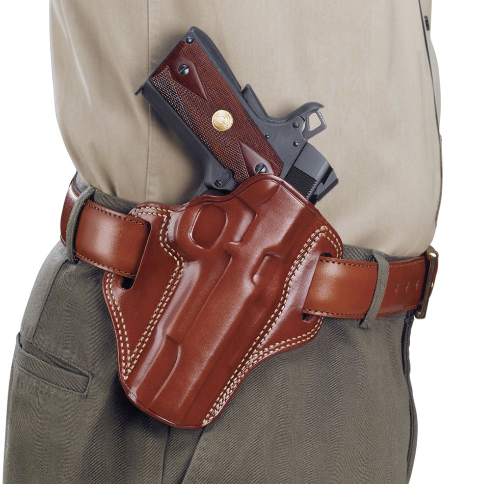 Galco CM800 Combat Master Right Hand OWB Holster - Tan Leather, 1.75" Belt, Glock 43/43X/Springfield Hellcat
