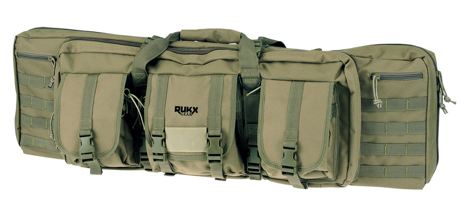 Rukx Gear Tactical Double Gun Case 42" Water Resistant Green 600D Poly Backpack Straps