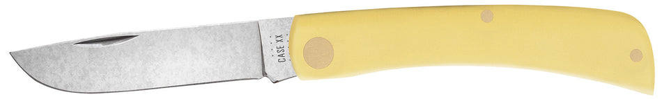 Case 00032 Sod Buster Jr. Folding Pocket Knife 2.80" Skinner Plain Chrome Vanadium Steel Blade and Yellow Synthetic Handle