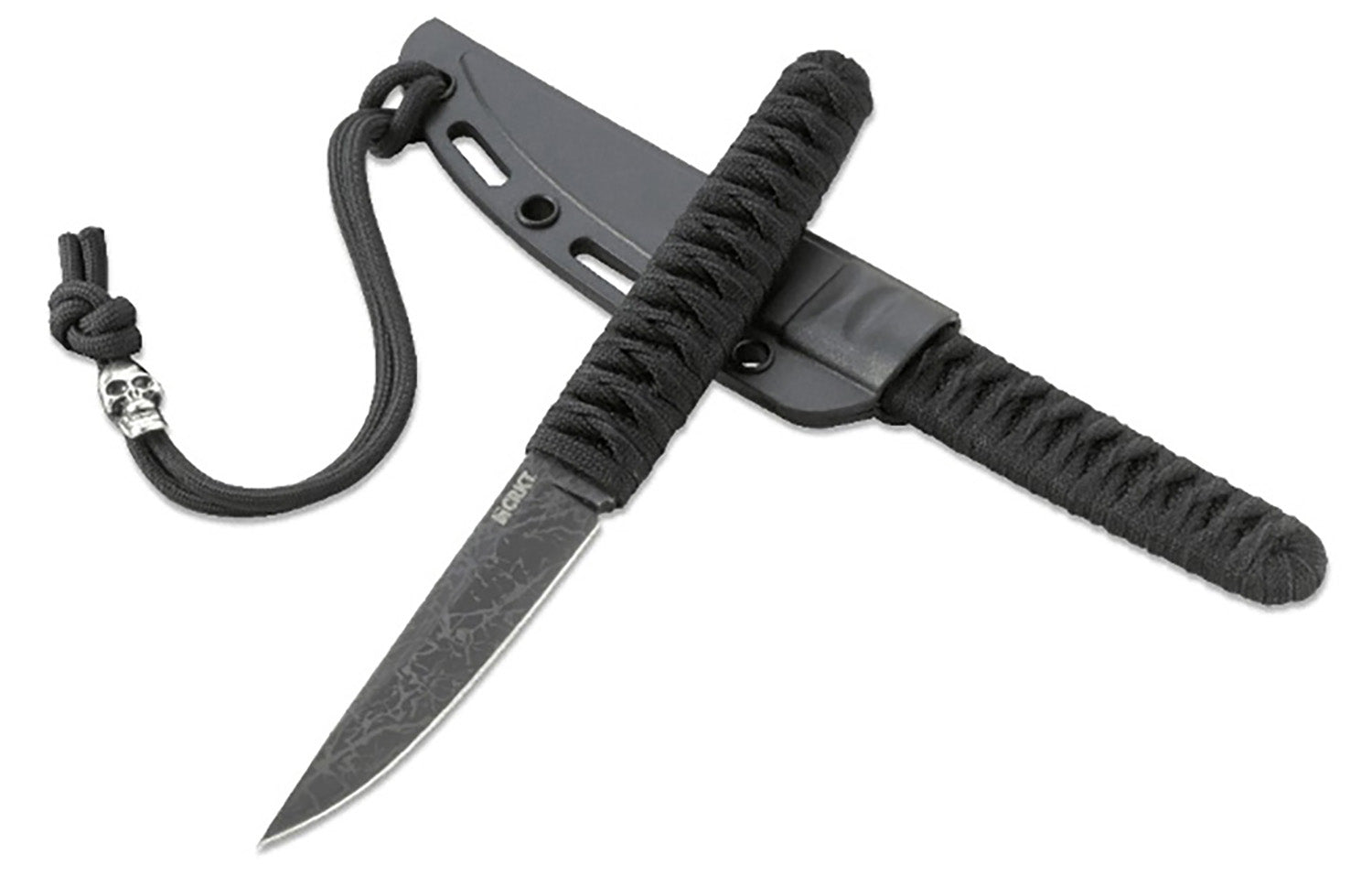 CRKT Obake 2367 3.64" Fixed Plain Gray TiCN Acid Etch 8Cr14MoV Stainless Blade, Nylon Cord Wrap SS Handle with Sheath
