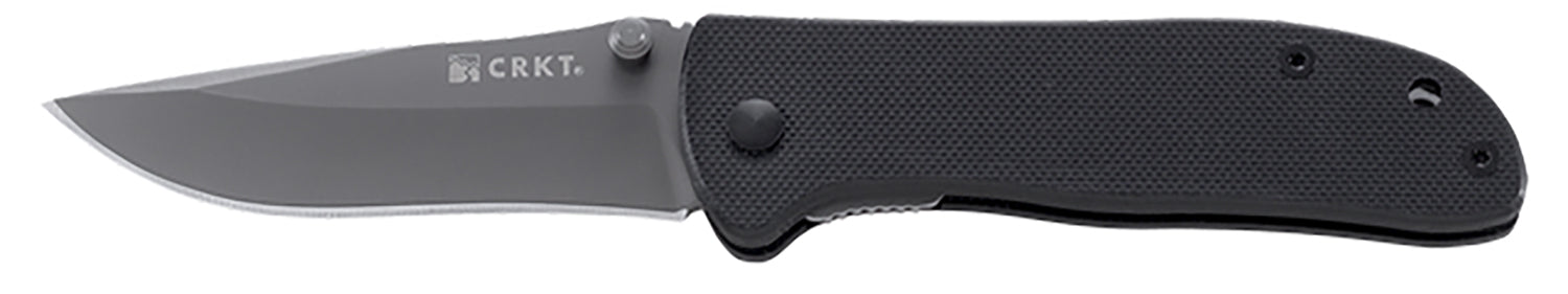 CRKT Drifter 6450K 2.88" Folding Plain Gray TiCN 8Cr14MoV Stainless Steel Blade, Black G10 Handle and Pocket Clip