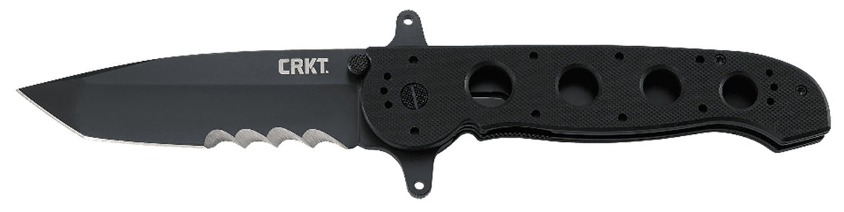 CRKT M16 14SFG M1614SFG 3.99" Folding Veff Serrated Tanto Black Teflon 4116 SS Blade, Black G10 Handle Includes Pocket Clip
