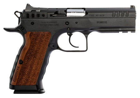 Tanfoglio IFG Defiant Stock I .45 ACP 4.5in Barrel, 10+1 Capacity, Black Steel Frame, Picatinny Rail & Wood Grip
