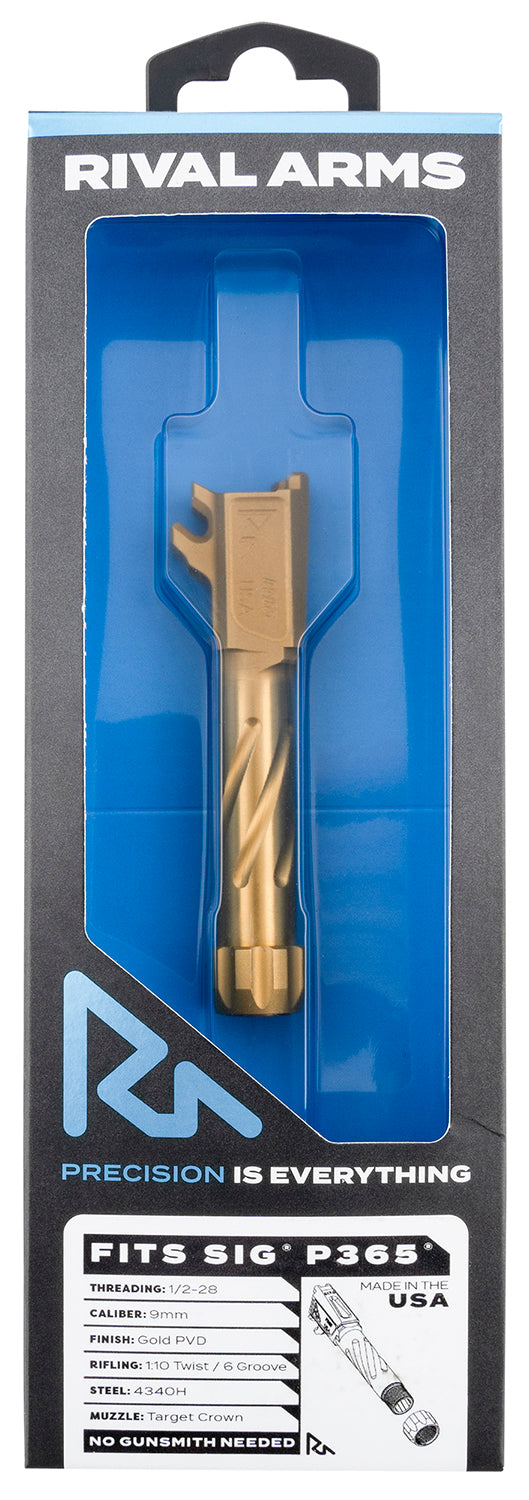 Rival Arms RA20P002E 9mm Luger Match-Grade Threaded Drop-In Barrel 3.10" Gold PVD Sig P365
