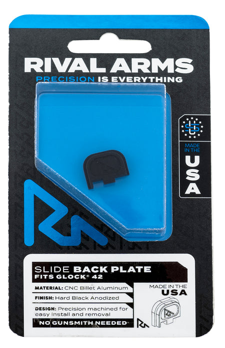 Rival Arms RA43G003A Glock 42 Single Stack Slide Back Cover Plate Black Anodized Aluminum