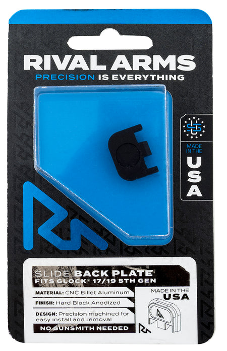 Rival Arms RA43G004A Glock 17/19 Gen5 Double Stack Slide Back Cover Plate Black Anodized Aluminum