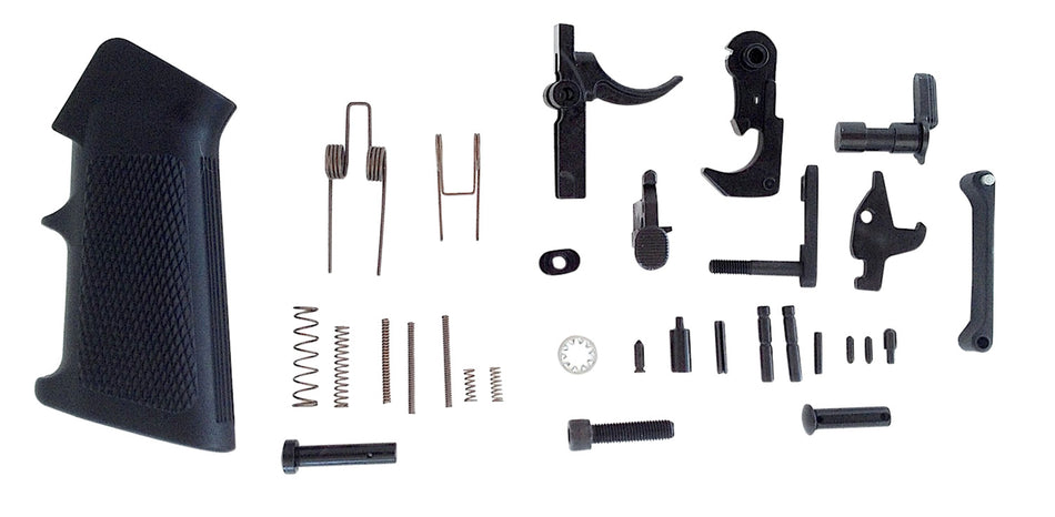 LBE Unlimited AR-15 Complete Lower Parts Kit Including A2 Pistol Grip and Trigger Guard, Black