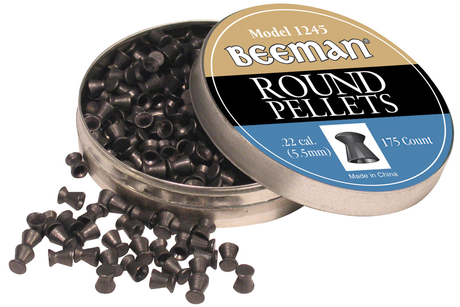 Beeman .22 Cal Round Lead Pellets All-Purpose Airgun Ammunition 175-Count Tin