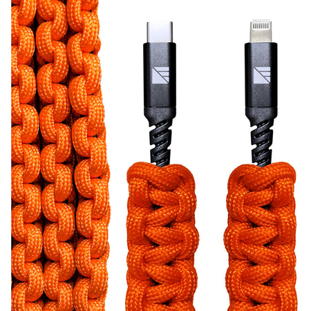 Dark Energy Orange Paracord Lightning to C Charging Cable
