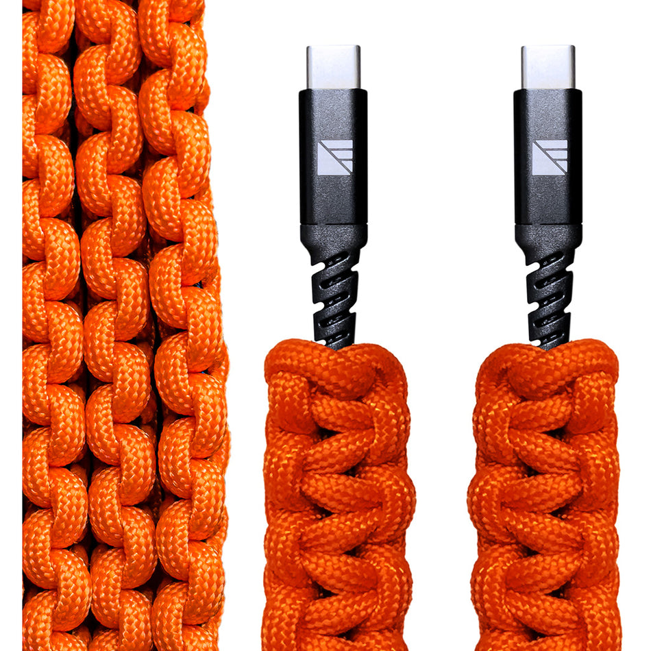 Dark Energy Orange Paracord USB-C to USB-C Cable 96W