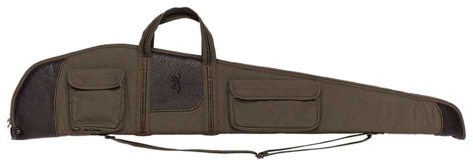 Browning Laredo 48" Olive/Brown Canvas Rifle Case Embossed Leather Accents Foam Padded 1415048448