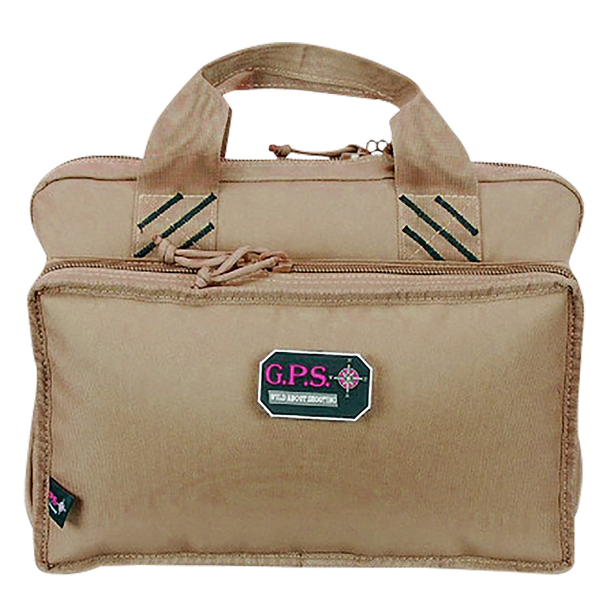 GPS 1310PCT Quad Tan Range Bag with Quilted Tricot Pockets and Velour-Lined Glasses Pocket, 4 Handgun Capacity