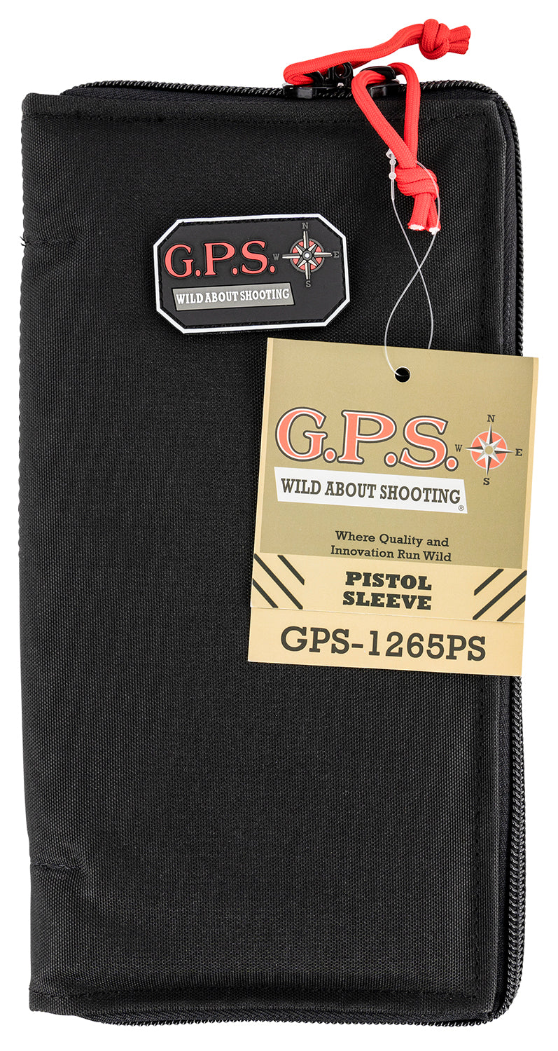 GPS 1265PS Large Black Pistol Sleeve with Locking Heavy-Duty Zippers and Slim Padded Design, 1 Handgun