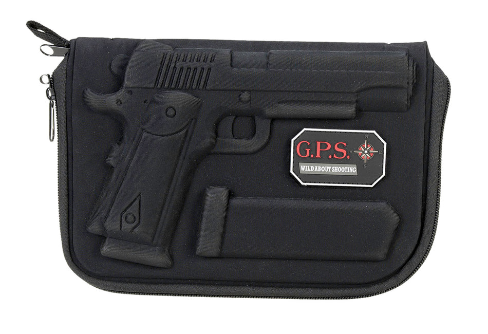 GPS 908PC Custom Vacuum Molded Black Pistol Case with Internal Magazine Holder, Fits 1911 and Similar Clones