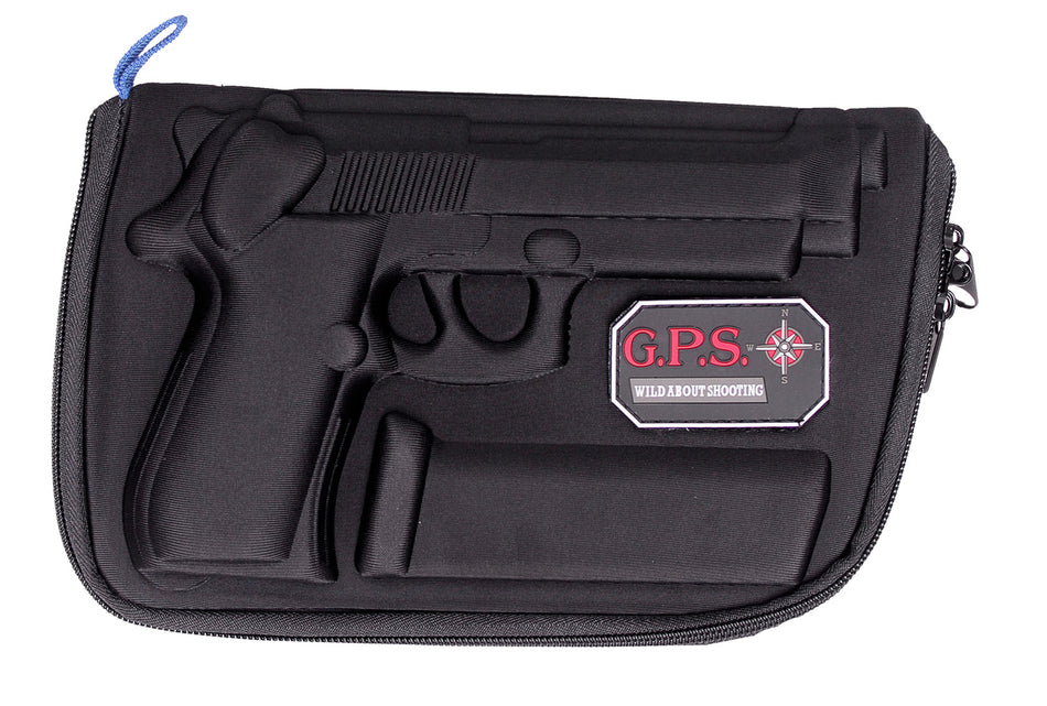 GPS 909PC Custom Vacuum Molded Black Pistol Case with Internal Magazine Holder for Beretta 92/96 and Taurus PT92