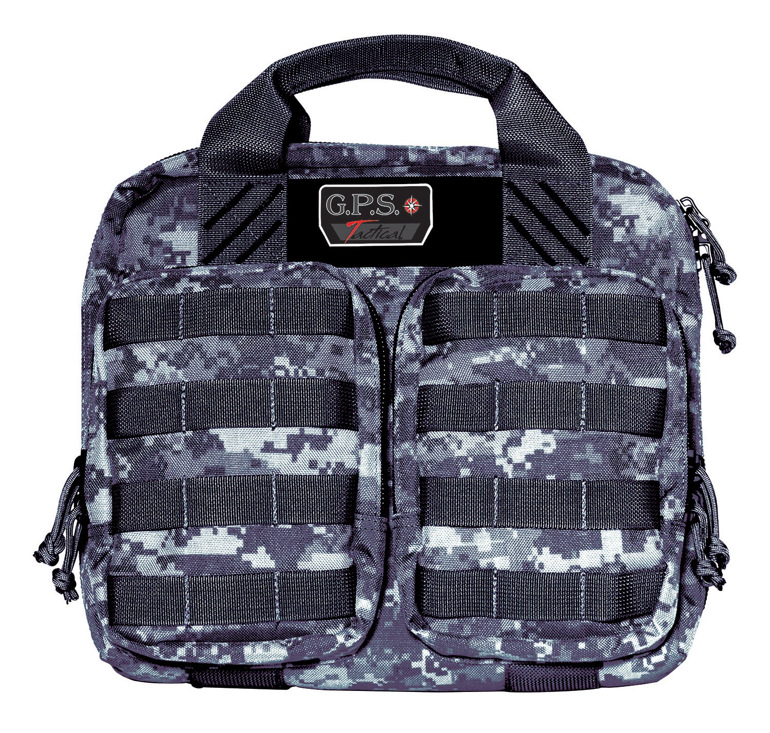 GPS Bags T1413PCG Tactical Gray Digital Double Pistol Case with MOLLE Webbing & Ammo Storage Pockets