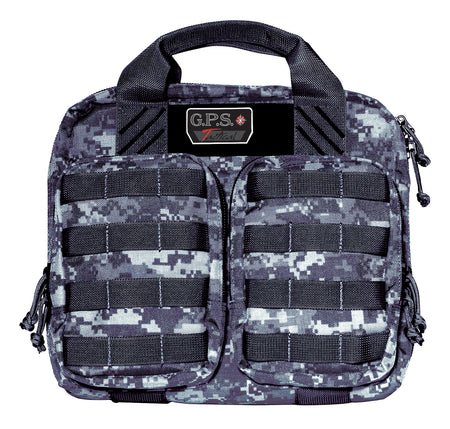 GPS Bags T1413PCG Tactical Gray Digital Double Pistol Case with MOLLE Webbing & Ammo Storage Pockets