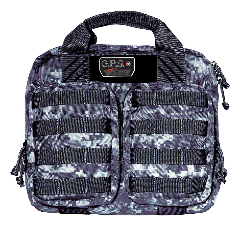 GPS Bags T1413PCG Tactical Gray Digital Double Pistol Case with MOLLE Webbing & Ammo Storage Pockets