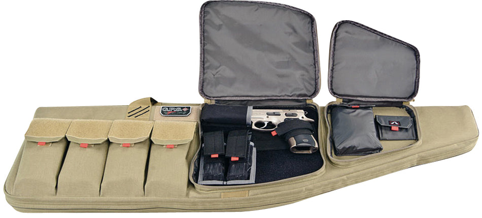 GPS Bags T42ART 42" Tan Tactical AR Rifle Case 1000D Nylon with External Handgun Pocket & Storage Pockets