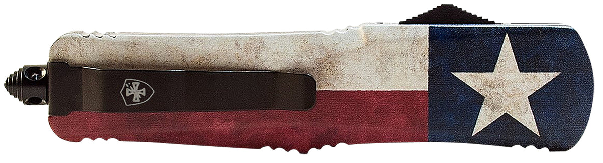 Templar SCAP331 Gen II Captain Small 2.69" OTF Drop Point 440C Stonewashed Blade Red White Blue Star Handle Glass Breaker
