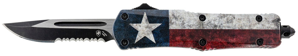 Templar SCAP631 Gen II Captain Small 2.69" OTF Knife Drop Point Serrated 440C Blade, Patriotic Aluminum Handle