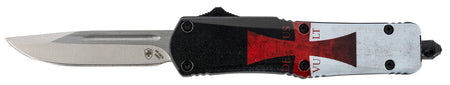 Templar Knife Gen II Templar Flag STK332 Small 2.69" Out-the-Front Drop Point 440C SS Blade Aluminum Handle Glass Breaker Pocket Clip