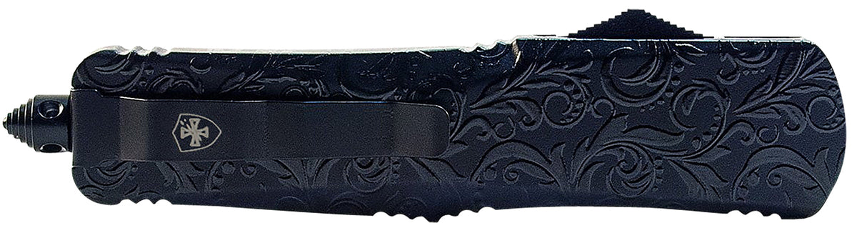 Templar LMDG131 Gen II Large OTF Dagger Knife 3.50" Stonewashed 440C SS Blade, 5.25" Black Gloss Aluminum Handle, Glass Breaker