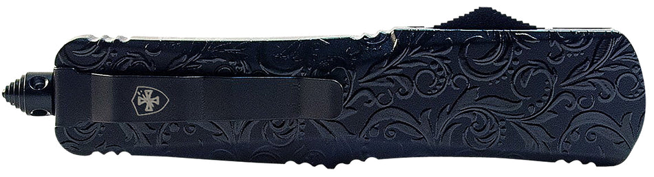 Templar LMDG131 Gen II Large OTF Dagger Knife 3.50" Stonewashed 440C SS Blade, 5.25" Black Gloss Aluminum Handle, Glass Breaker