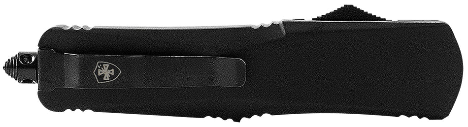 Templar LBR331 Gen II Large OTF Drop Point Knife 3.50" Stonewashed 440C SS Blade, 5.25" Black Aluminum/Rubber Handle, Glass Breaker