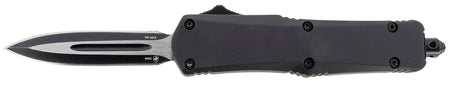 Templar SBR131 Gen II Small 2.69" OTF Dagger Plain 440C SS Blade, 4.31" Black Aluminum Rubber Handle with Glass Breaker & Pocket Clip