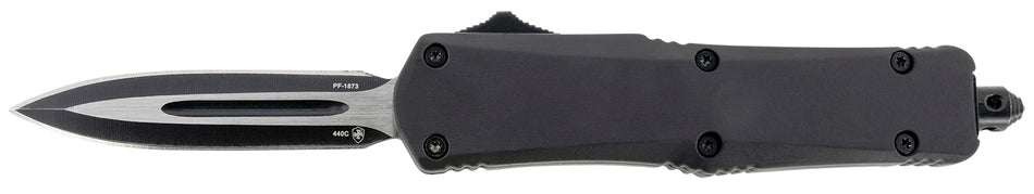 Templar SBR131 Gen II Small 2.69" OTF Dagger Plain 440C SS Blade, 4.31" Black Aluminum Rubber Handle with Glass Breaker & Pocket Clip