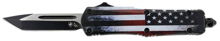 Templar SUS231 Gen II US Flag Small OTF Tanto Knife 2.69" Stonewashed 440C SS Blade, 4.31" US Flag Aluminum Handle, Glass Breaker