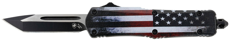 Templar SUS231 Gen II US Flag Small OTF Tanto Knife 2.69" Stonewashed 440C SS Blade, 4.31" US Flag Aluminum Handle, Glass Breaker