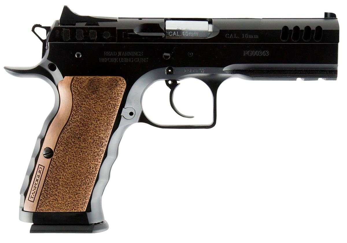 Tanfoglio IFG Defiant Stock I .40 S&W 4.5in Barrel, 12+1 Capacity, Black Steel Short Frame w/Picatinny Rail & Wood Grip
