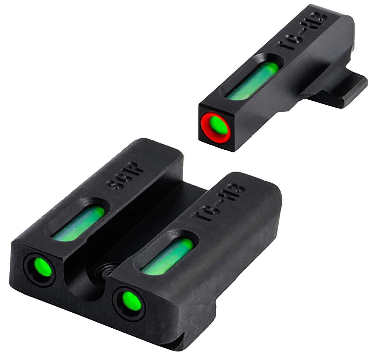 TruGlo TG13SG4A TFX Tritium & Fiber Optic Handgun Sight Set White Outline Front & Green Tritium Rear