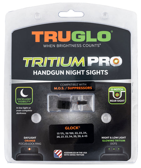 TruGlo TG231G1MC Tritium Pro Green Tritium Orange Outline Front Sight & Green Tritium Rear Sight Handgun Set