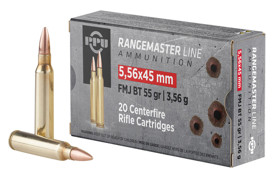 Prvi Partizan 5.56x45mm NATO PPRM5561M Rangemaster Full Metal Jacket Boat Tail FMJBT 55 Grain