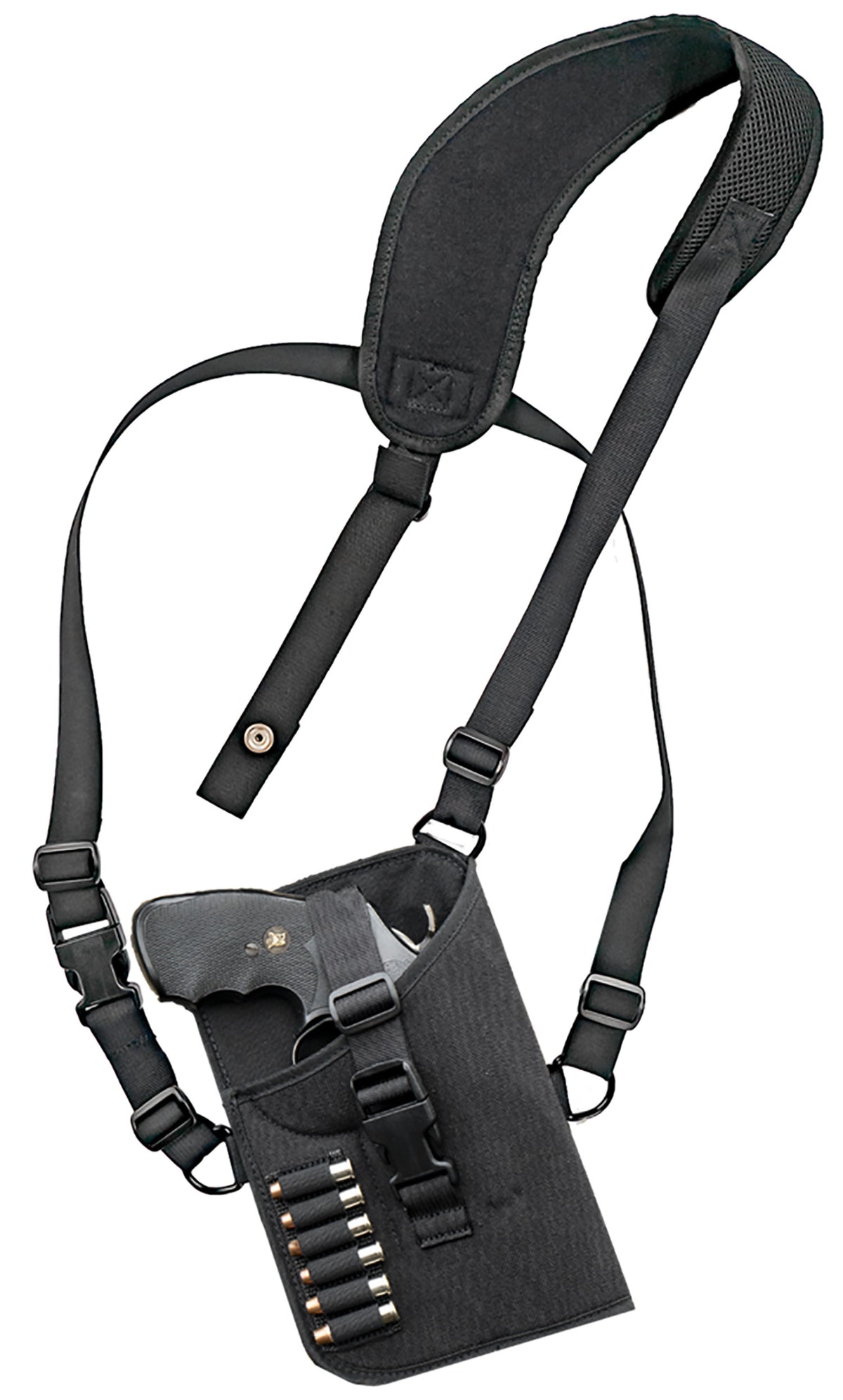 GrovTec US GTHL15102R Ergonomic Trail Pack Shoulder Holster Black Nylon for Med/Large DA Revolver 3-4" Barrel RH