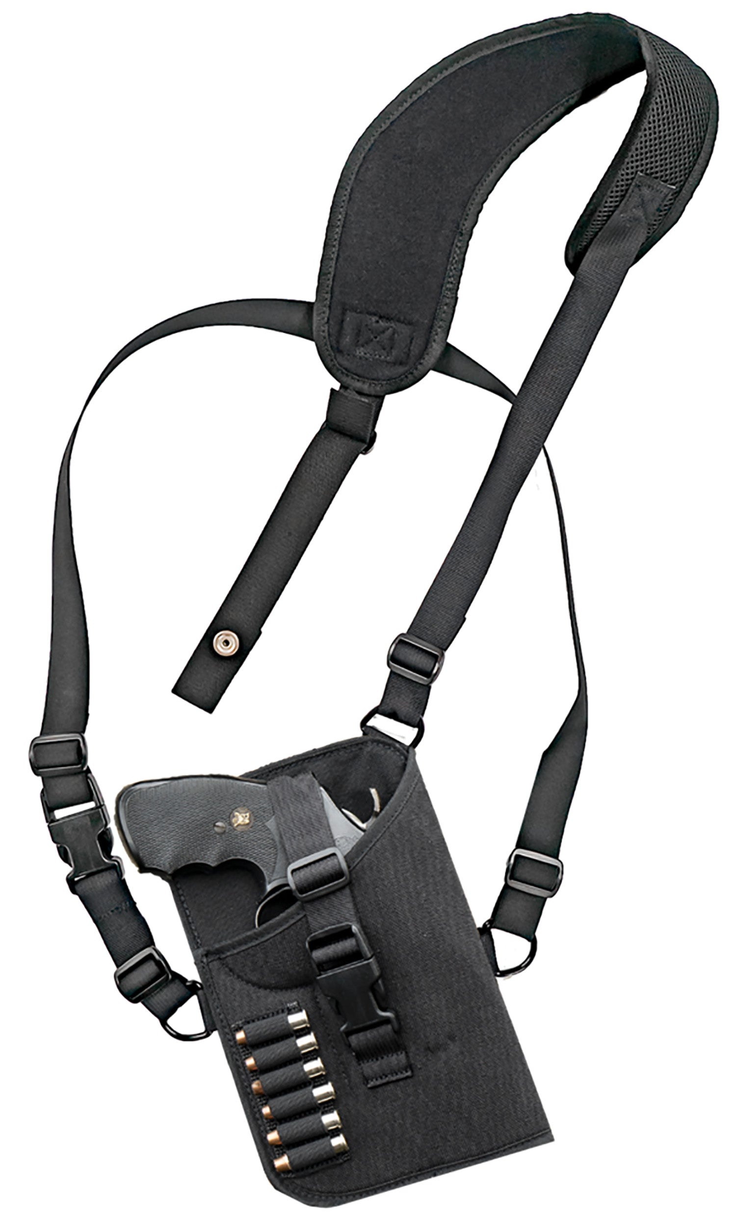 GrovTec US GTHL15102R Ergonomic Trail Pack Shoulder Holster Black Nylon for Med/Large DA Revolver 3-4" Barrel RH