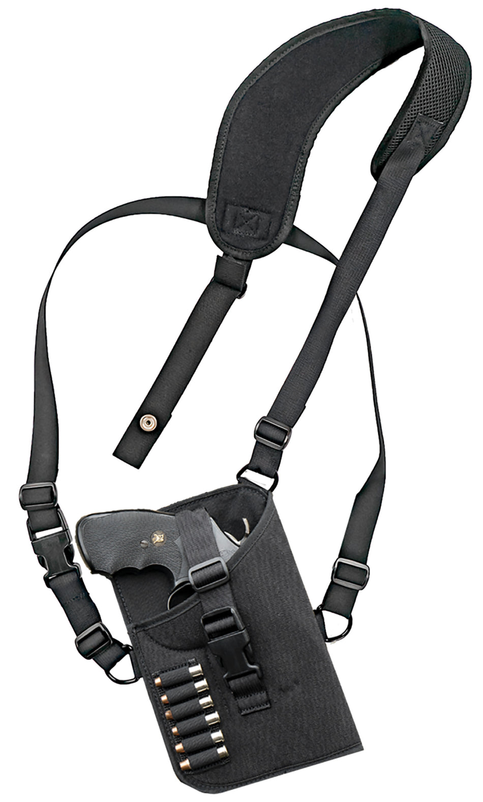 GrovTec US GTHL15102R Ergonomic Trail Pack Shoulder Holster Black Nylon for Med/Large DA Revolver 3-4" Barrel RH
