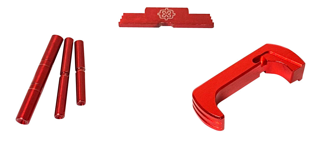Cross Armory 3 Piece Extended Kit Compatible with Glock Gen1-3, Red Anodized